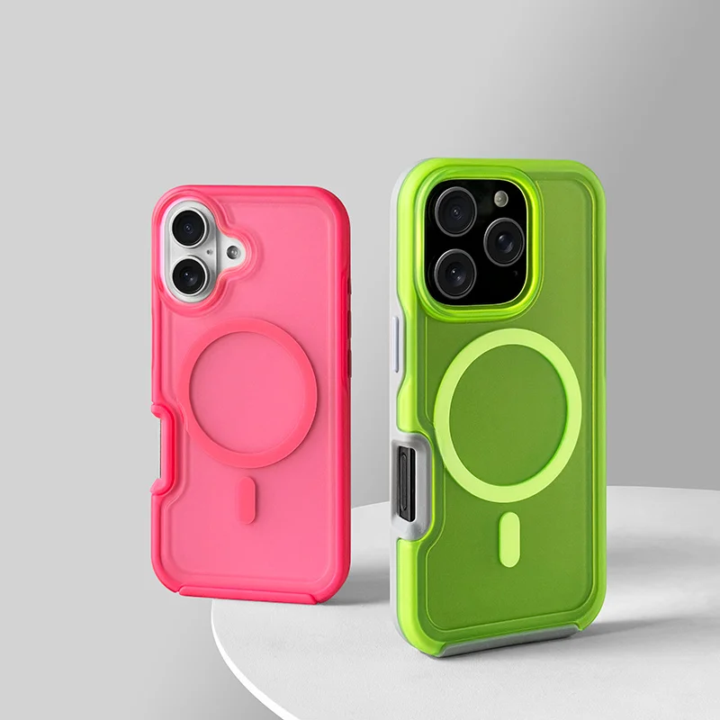 Magesafe-Magnetic Mate Wireless Case Case, priesvitný spätný kryt nárazníka, iPhone 16, 15, 14, 13, 12, 15 Pro Max