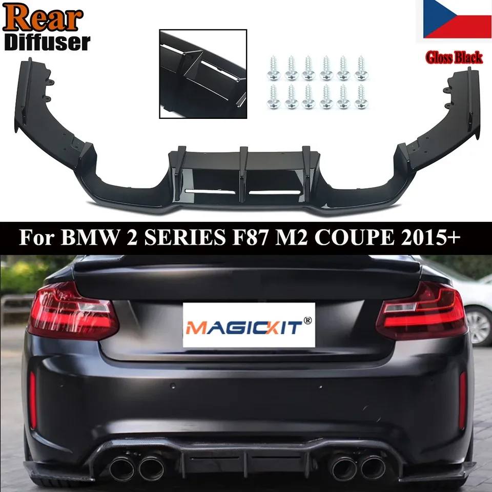 Magickit Black Painted PSM Style 3ks Sport Zadný difúzor pery pre BMW F87 M2 2014-2020