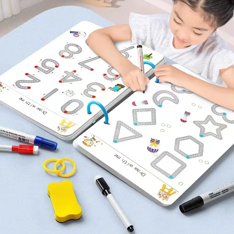 Magické sledovanie zošita Deti Montessori Kreslenie knihy Vzdelanie opakovane použiteľné kúzlo Praktická kniha Copybook Per Control Training Book