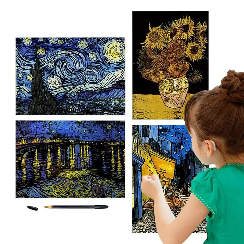 Magics Rainbow Scratchs Art Painting Paper Card Kit karikatúra Kreslenie doska sfarbenie kníh pre deti Diys Vzdelávacie hračky Darčeky