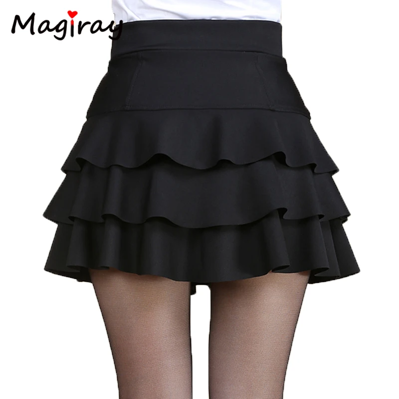 Magiray-Women's High Pas Mini sukňa, 3 vrstvy volá, sukne, lemované krátke, SAIA A LINE, Žena, leto, pružné, C445
