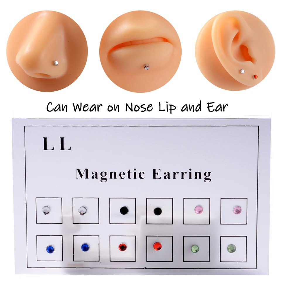 Magnet Ear Tragus chrupavka chrupavka Labret Labret Stud Nose prsteň Non prepichnutý magnetický uší manžeta falošné piercing unisex šperky zmiešané farby