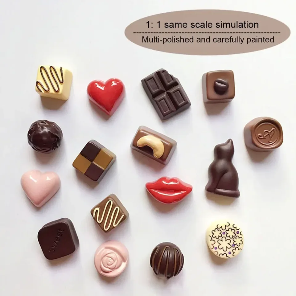 Magnet pre chladničku dekor simulácia Food Play Chocolate Resin Art Design Trojrozmerná roztomilá chladnička chladničky