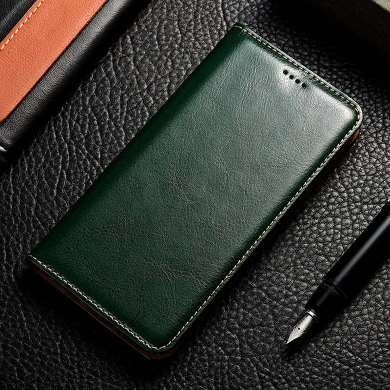 Magnet Prírodná pravá kožená pokožka Flip Wallet Book Cover Cover On pre xiaomi mi 9 lite se 9t pro mi9 9lite mi9t 64/128 gb