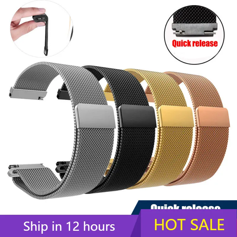 Magnetic Buckle Milanese z nehrdzavejúcej ocele pre Samsung Watch4 Huawei GTR2 16 mm 18 mm 20 mm 22 mm príležitostné módne hodinky Accessori