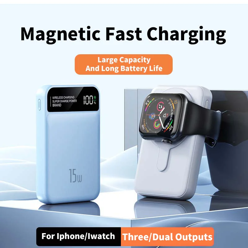 Magnetic Power Bank Xiaomi 50000 mAh Wireless 22,5 W Fast Charger Prenosná externá náhradná batéria pre Apple Iwatch iPhone Huawei