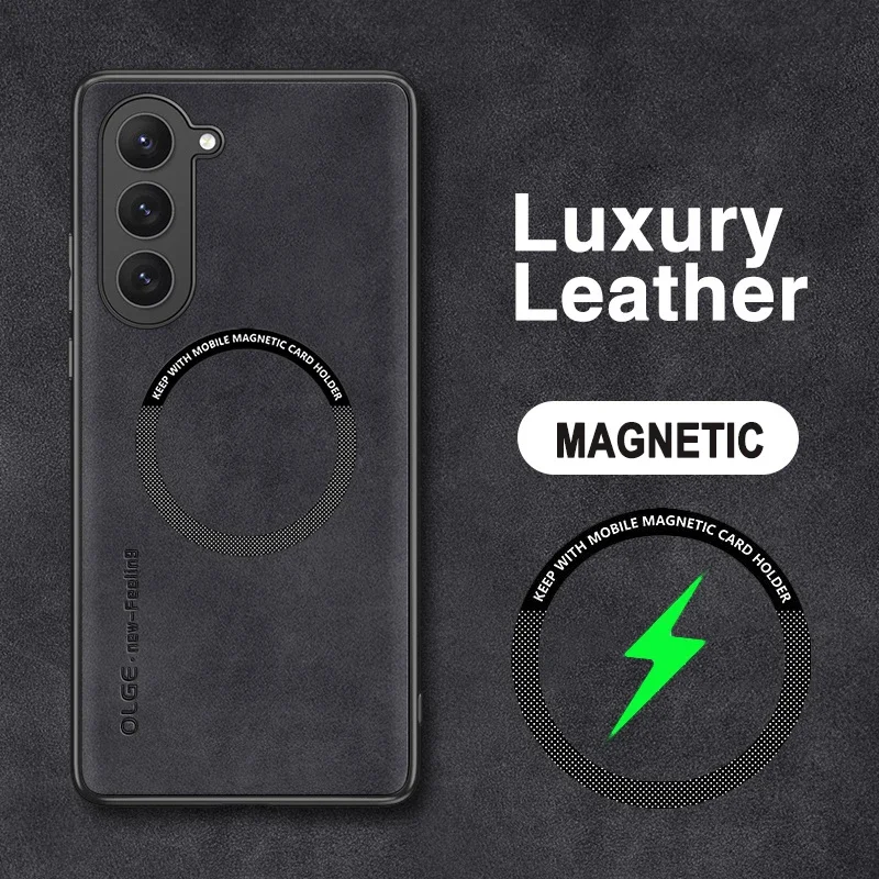 Magnetic pre kožené puzdro Magsafe pre Samsung Galaxy S23 S22 Ultra S21 Fe S25 S24 Ultra luxusný bezdrôtový nárazový kryt na náraz