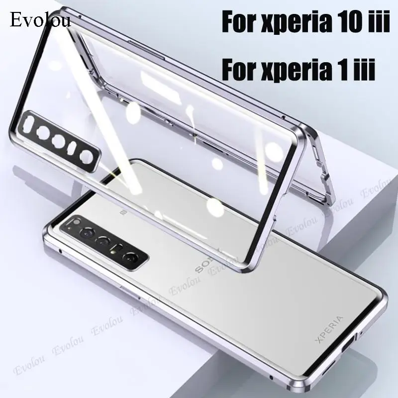 Magnetická adsorpčná kamera Ochrana šošovky pre Sony Xperia 10 III 1 III Puzdro pre telefón Kovový ráme