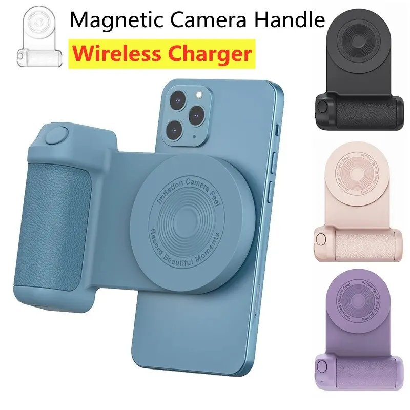 Magnetická bezdrôtová nabíjačka na nabíjačku Rukoväť fotoaparátu foto držiak Bluetooth mobilný telefón Anti-šokovanie selfie zariadenie Rýchle nabíjanie