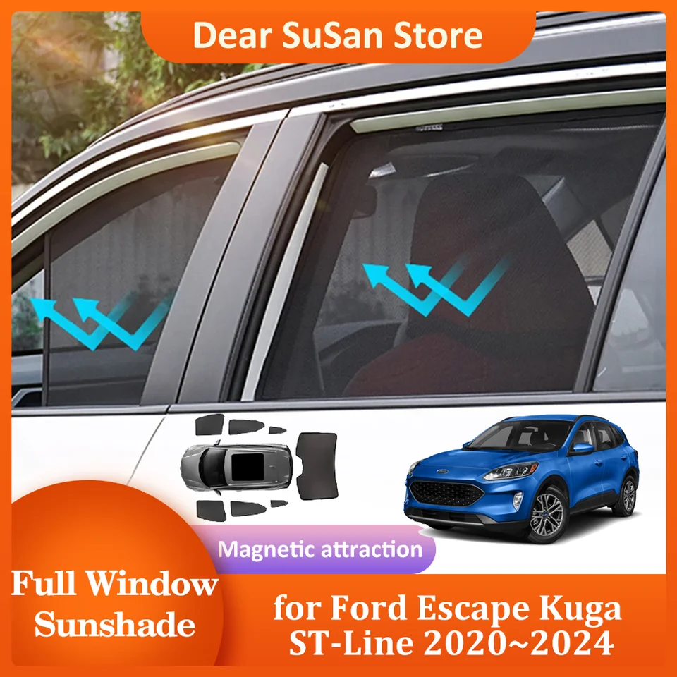 Magnetické auto Sunshade pre Ford Escape Kuga St-Line 2020 ~ 2024 Predné čelné sklo rámcové závesné okno Matky