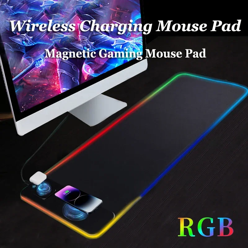 Magnetické bezdrôtové nabíjanie RGB Luminát myš nabíjačku na nabíjačku hazardný počítač MousePad Desktop PC prenosný počítač počítač myš