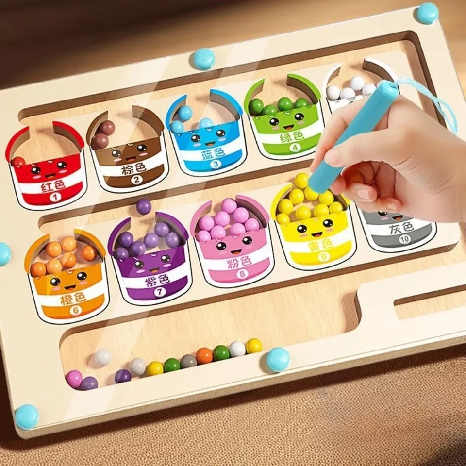 Magnetické farebné triedenie bludisko a rysovacia doska Toddler Montessori Hračky Zodpovedajúce vzdelávanie počítanie predškolskej aktivity