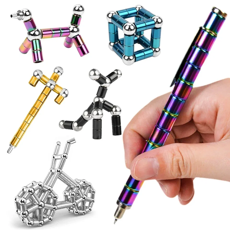 Magnetické fidgetové pero kovové dekompresné pero Multifunkčné deformovateľné písanie Darče