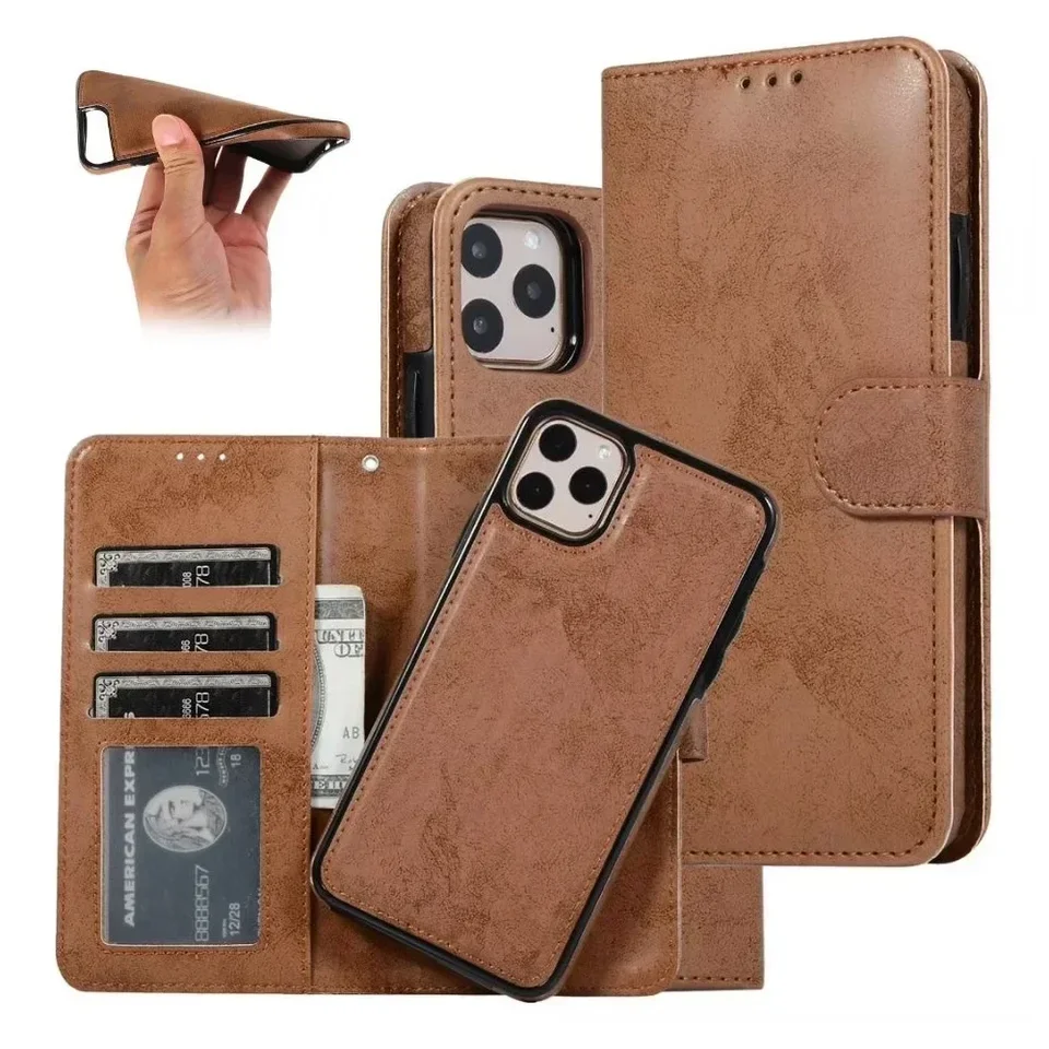 Magnetické kožené puzdro pre iPhone 15 Pro Max 16 14 Pro 11 12 13 Mini xs Max xr x 8 plus 7 SE 2022 Odnímateľná peňaženka Kltfgehy