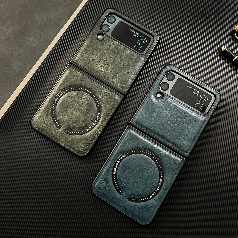 Magnetické kožené puzdro pre telefón Samsung Galaxy Z Flip 5 Flip 4 Flip 3 Case Shock -odolný ochranný kryt pre Flip5 flip4 nový