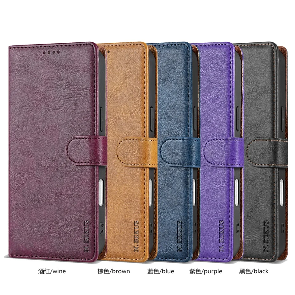 Magnetické kožené puzdro pre telefón Samsung S24 Ultra A16 A06 S23 Plus S22 S21 Fe S20 S10E Poznámka 20 Flip Book Cover Cover 50ks/veľa