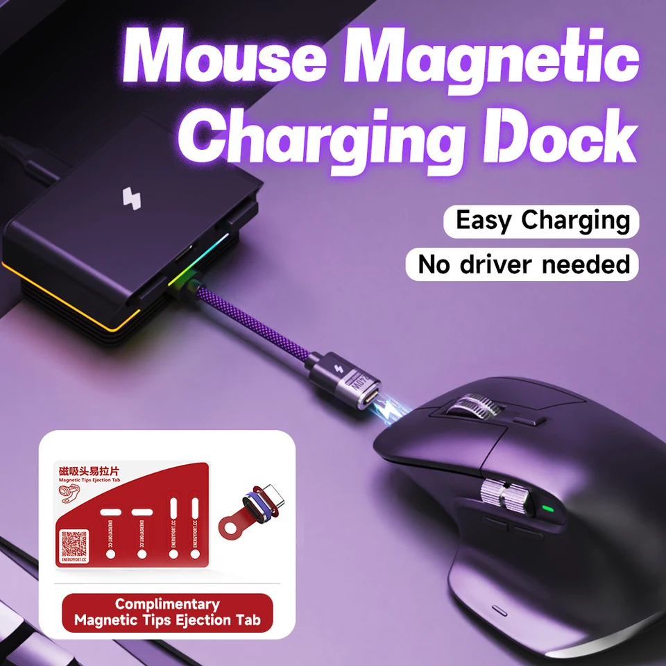 Magnetické nabíjanie myši RGB pre logitech g pro x superlight 2 // MX Master 3/3s/kdekoľvek 3/3S/Razer Viper V3 Pro Gaming Mouse