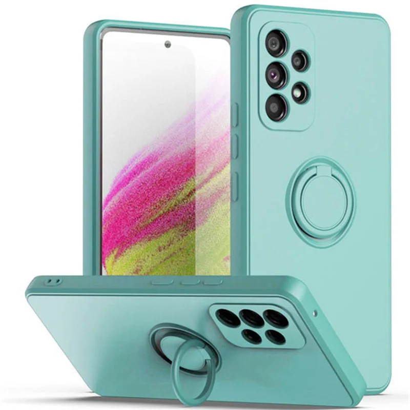 Magnetické prípady držiaka kruhu pre Samsung Galaxy A53 A13 A52S 5G A22 A51 A71 A12 A50 A32 A33 A42 A12 A12 Kvapalina kvapalina Silikón
