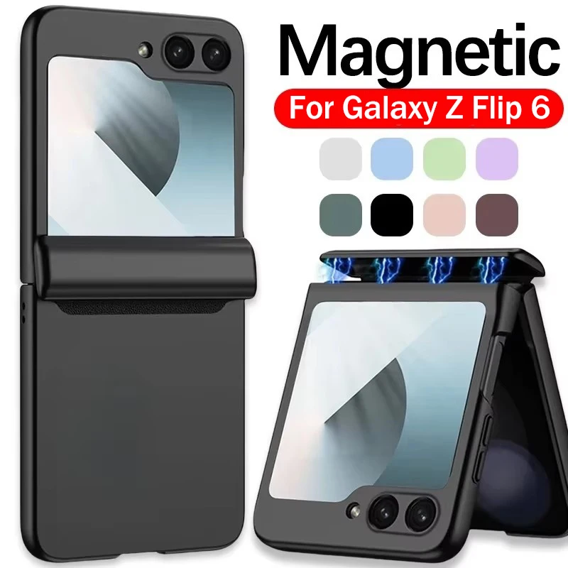 Magnetické puzdro Flip6 pre Samsung Galaxy Z Flip 6 5G Full Protection Ochrot Ochrana Luxusný kryt s obalom s vonkajším skleneným sklom