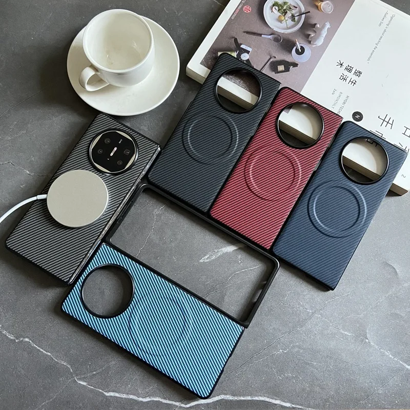 Magnetické puzdro pre Huawei Honor Mate X3 X5 Magic VS3 V3 VS2 V2 VS V Flip Cover Cover Carbon Fiber Soft Shell pre magsafe skladacie fondy