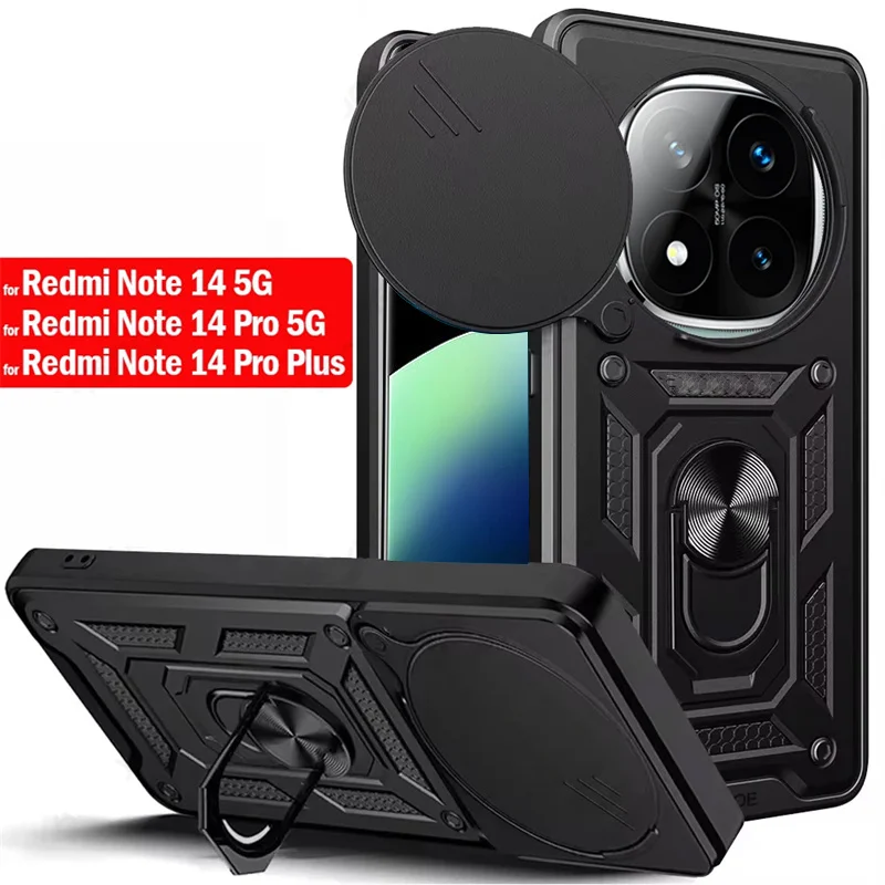 Magnetické puzdro pre Xiaomi Redmi Poznámka 14 13 12 11 10 9 Pro Plus 5G 12S Slide Camera Came Castor Pase Redmi 14C 13C 12C Cover
