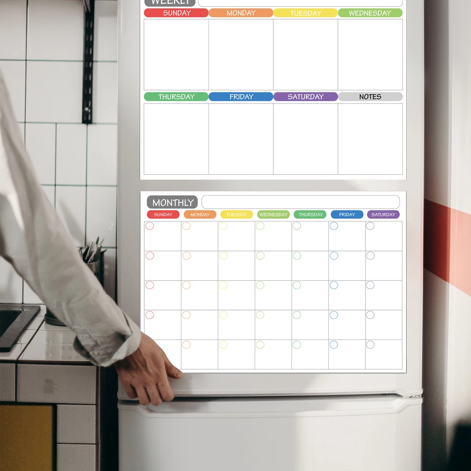 Magnetické suché vymazanie kalendár Wreeboard chladnička Magnet Flexibilné denné nálepky na denné nálepky zahŕňajú mesačný denný kalendár