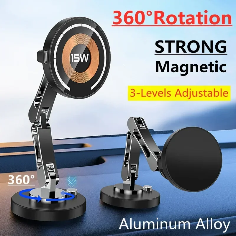 Magnetické vozidlo Wireless nabíjačka Magnet MAGTR CAR MONTÁL Držiak na telefón MAGSAFE iPhone 16 15 14 13 12 Pro Fast Nabíjacie stanice