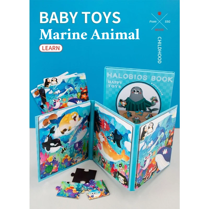 Magnetické vzdelávanie Jigsaw Montessori Hračky pre deti 2 roky staré detské puzzle kniha Kniha kognitívneho skorého vzdelávania Puzzle Play