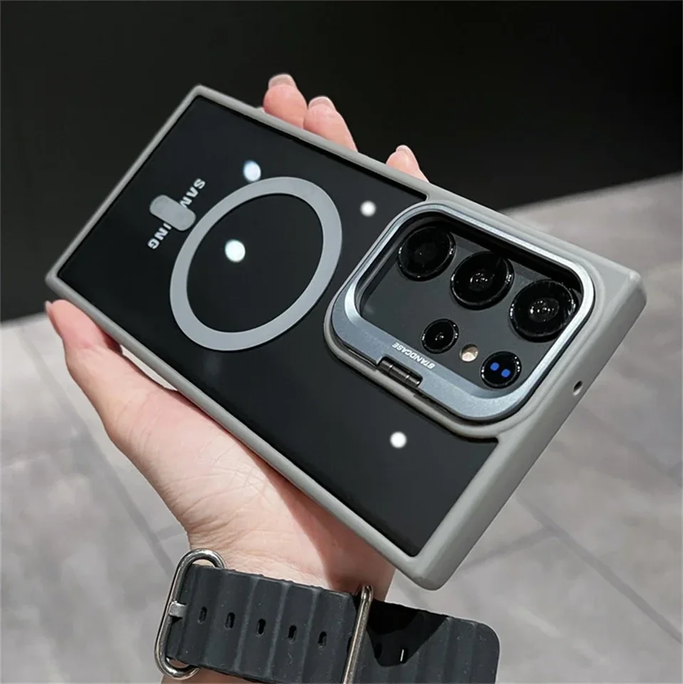Magnetické čisté puzdro fotoaparátu pre Samsung S24 Ultra S23 S22 Plus pre MagSafe Wireless Nabíjanie nárazový priehľadný kryt