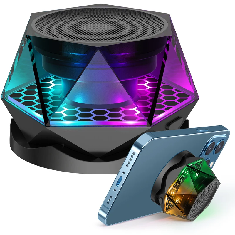 Magnetický diamantový Bluetooth Reproduktor malý bezdrôtový reproduktor RGB Color Light prenosný stojan na telefón pre iPhone Android TWS párovanie