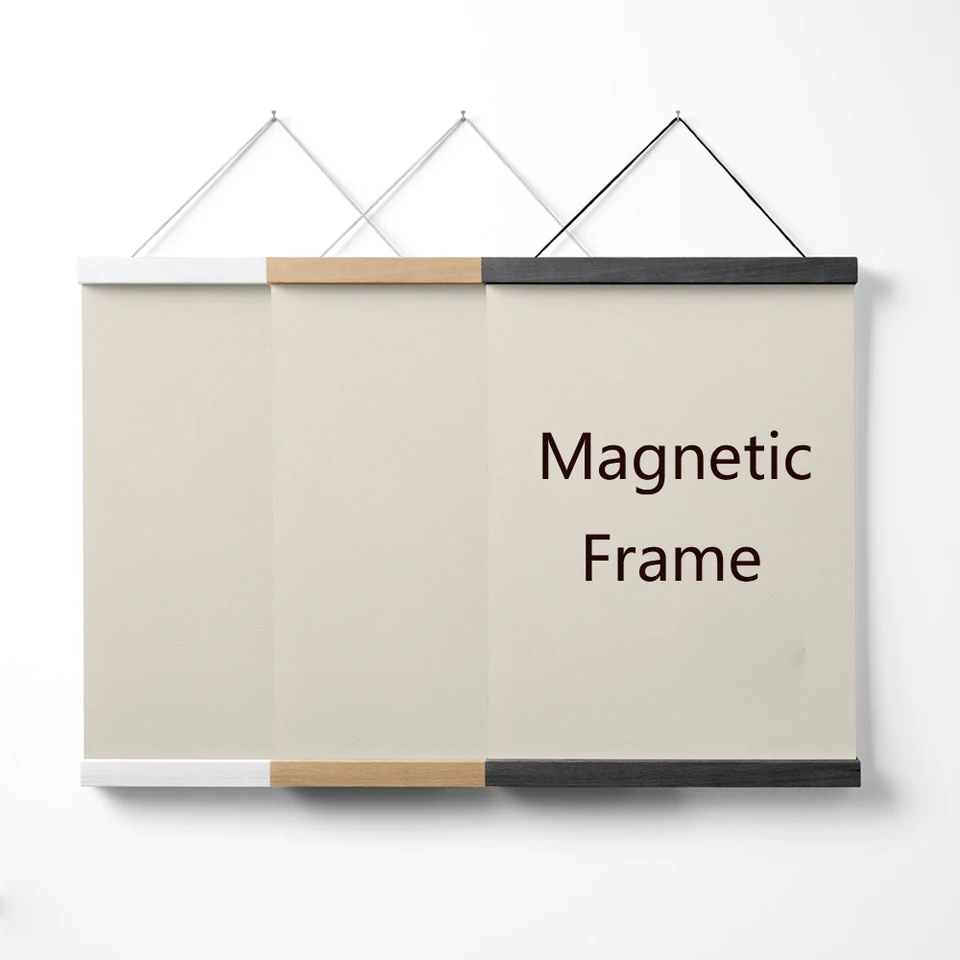 Magnetický DIY Plaght Veger Rám prírodný drevený závesný rám Teak drevený maľovací rámec pre plátno, papier, fotografiu, obrázok