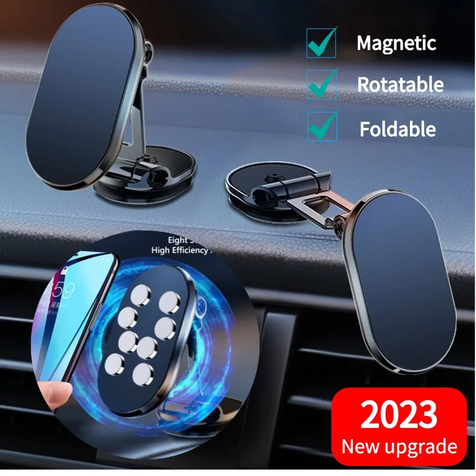 Magnetický držiak telefónu 360 Otočenie skladacieho magnetu mobilný telefón stojan GPS Podpora pre iPhone 14 13 xiaomi mi Samsung LG