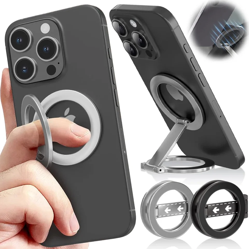 Magnetický držiak zvonenia telefónu Vhodný pre Magsafe obojstranne 360-stupňový otočný skladací telefón Kickstand magnetický automobil stojany