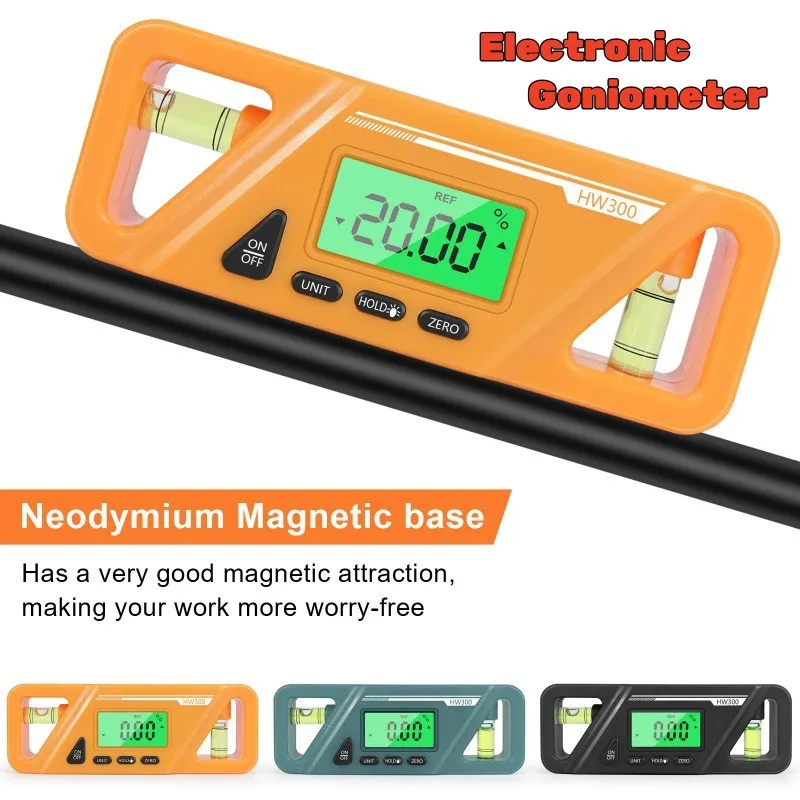 Magnetický elektronický goniometer LCD digitálny uhlový uhol uhlov uhla predĺženia svahu konverzie digitálny inklinometer