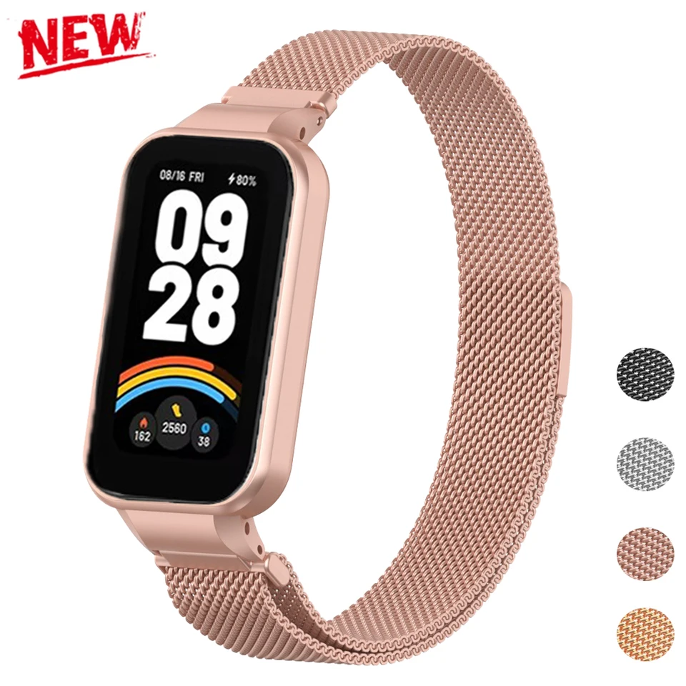 Magnetický náramok pre Redmi Band 9 Active Strap Milanese Loop WatchBand pre Redmi Band 2/8 Active Metal Wrictband Accessories