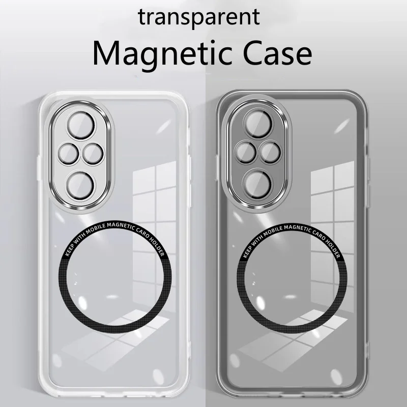 Magnetický puzdro na Honor 200 Pro 5G 100 90 Lite 70 50 TPU Soft Silikone Clear Magsafe Cover Cover Cover Camera Ochrana nárazník
