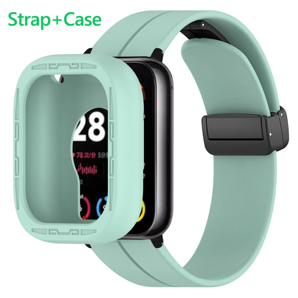Magnetický remienok + puzdro pre Redmi Watch 4 Smarghtbet Silikr Silikón náramok pre Xiaomi Redmi Cover 4 Cover 4