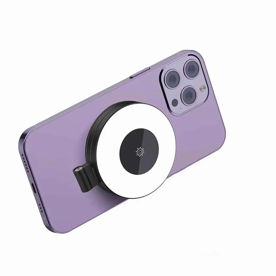 Magnetický selfie ring Light Phone Magnetické vreckové svetlo pre iPhone Xiaomi Huawei Samsung Mini FLELP Light Light 2500K-9000K