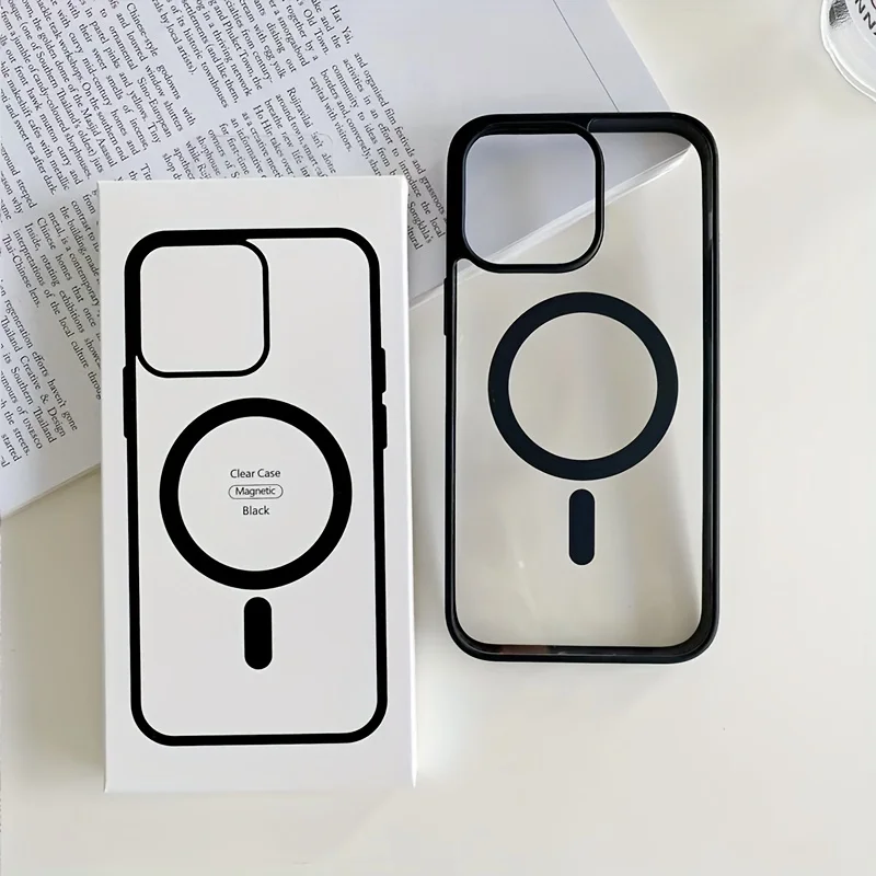 Magnetický telefón pre bezdrôtové nabíjanie iPhone 16 15 14 Max Plus 13 12 12 Mini 11 Čierne čierne puzdrá s škatuľovým nárazovým nepriestrelným obalom
