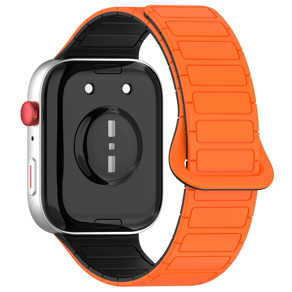 Magnetický športový pás pre Huawei Watch Fit 3 náramok anti pot Soft Silikone Orange náramok s priedušným dvojitým farebným popruhom