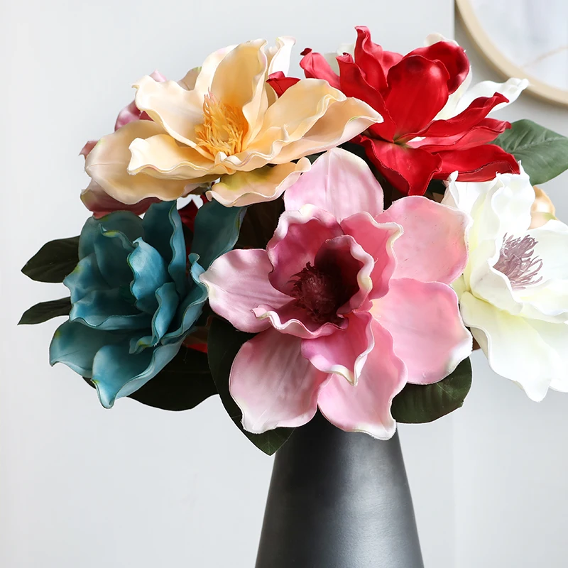 Magnolia Artificial, Magnolia Branch Silk Umelé kvety, umelé kvety veľká veľkosť, domáca výzdoba pre obývaciu izbu, domáce potreby