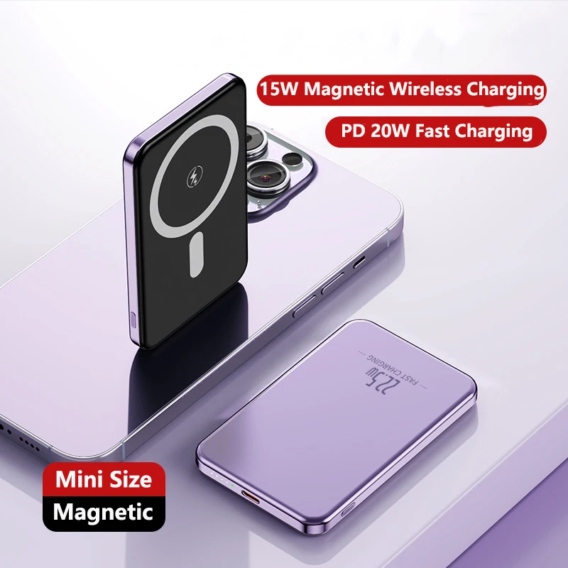 Magsafe Power Bank 10000 mAh Prenosná nabíjačka ultra tenká nabíjanie externá batéria Enternal Batéria pre iPhone Xiaomi Samsung