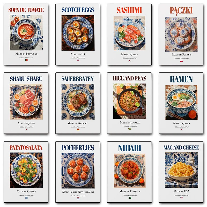 Maiolica dlaždice tanier tradičné jedlo mac syr japonský shabu sashimi plagát stena