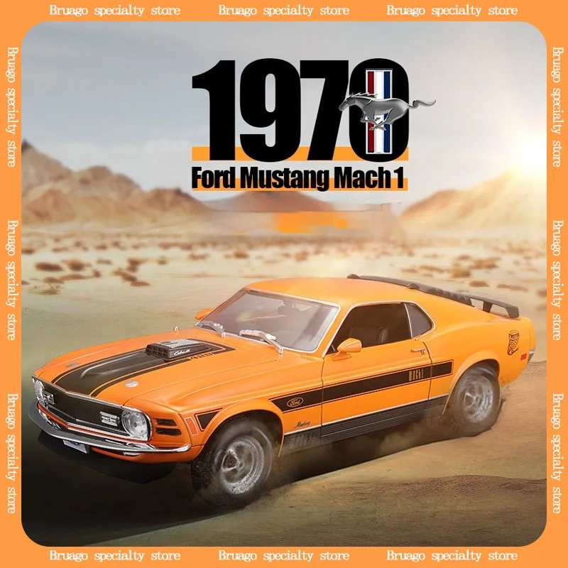 Maisto 1:18 1970 Ford Mustang Machine 1 Orange Blue Old Master Car Model Die Casting zliatiny zliatiny Model Ornament Collection Toy