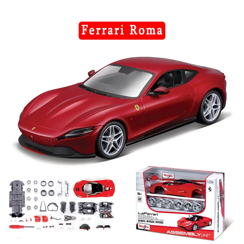 Maisto 1:24 Ferrari Roma Rôzny štýl Ferrari Zhromaždený zliatinový automobil Zhromaždený DIY Nástroj