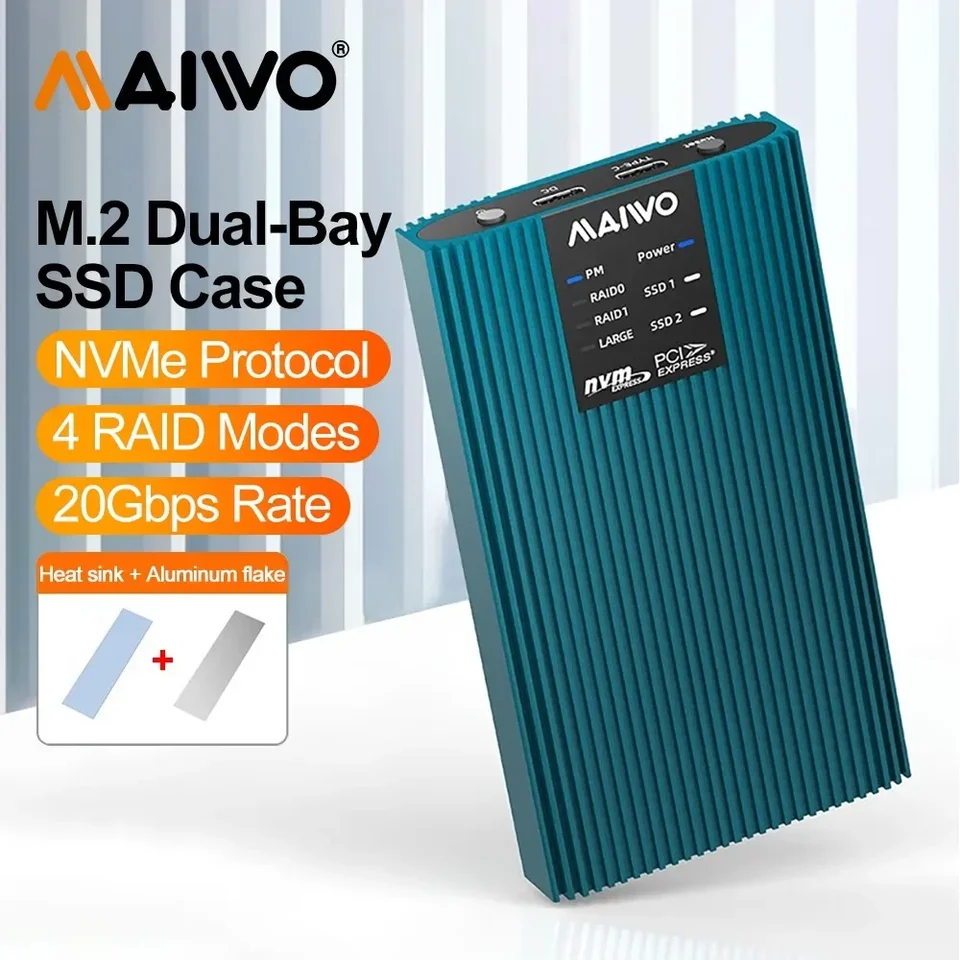 Maiwo M.2 NVME Solid State Drive Box Type-C Externý čítačka pevného disku M2 Pevný disk prenosný políčko NVME Disk Raid Array Box