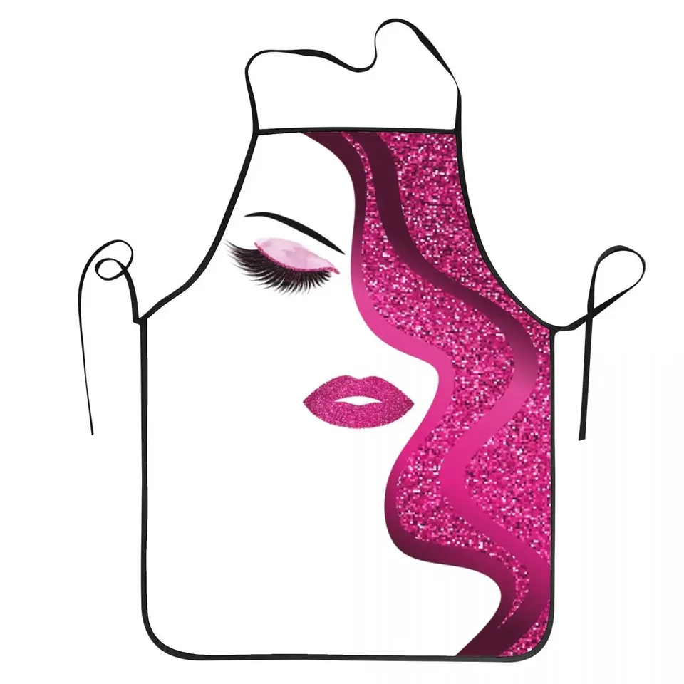 Make -up s ružovými trblietavými zásterami pre mužov Dámske riasy umelci dospelý unisex kuchynský šéfkuchár Bib Tablier Cuisine Cooking Pečenie