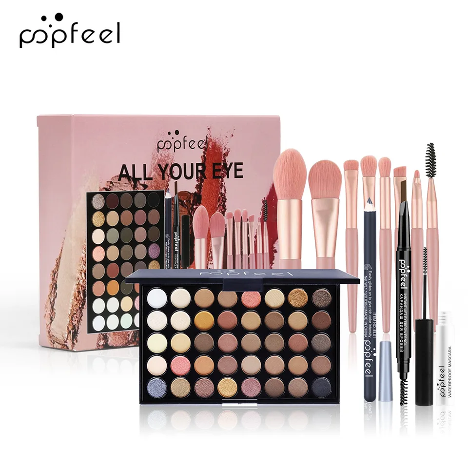 Make -up sety eyeshadow rúž rúžový obočie korektor práškovú kefu Kompletný make -up pre ženy ženské začiatočníkom študent