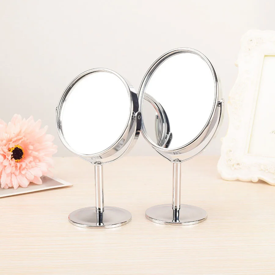 Make-up zrkadlo Prenosné make-up zrkadlo obojstranný kovový kov 3-palcový 4-palcový okrúhly/oválny/1: 2 Zavlákňovacie zrkadlo Rotačné zrkadlo