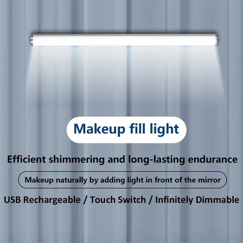Make -up zrkadlové svetlo LED Vanity Lights dotyk tlmiteľská toaletná lampa USB Nabíjateľná LED trubica DC 5V make -up zrkadlová nástenná lampa